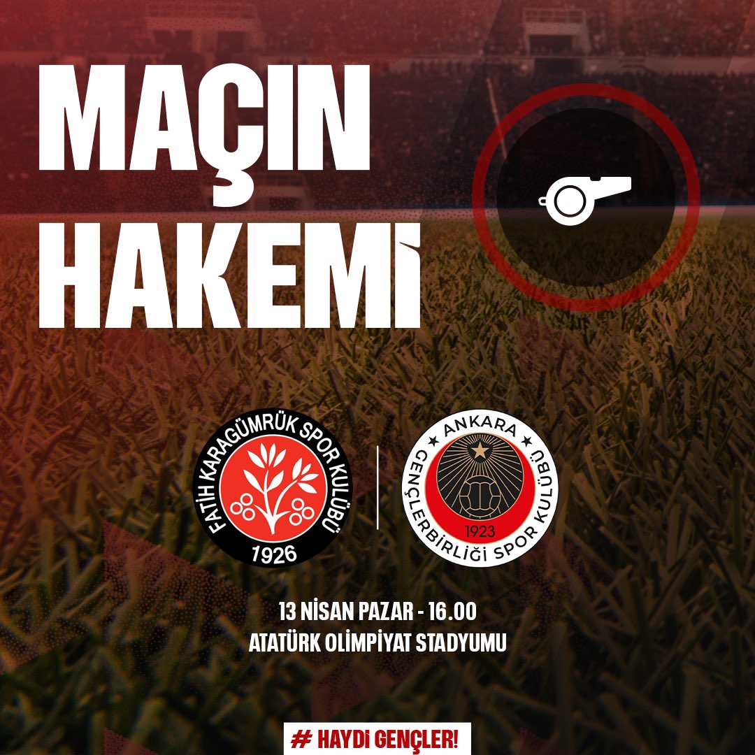 Gençlerbirliği-Karagümrük Maçı için Hakem Atandı