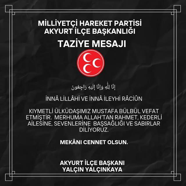 Akyurt MHP İlçe Başkanlığına Veda