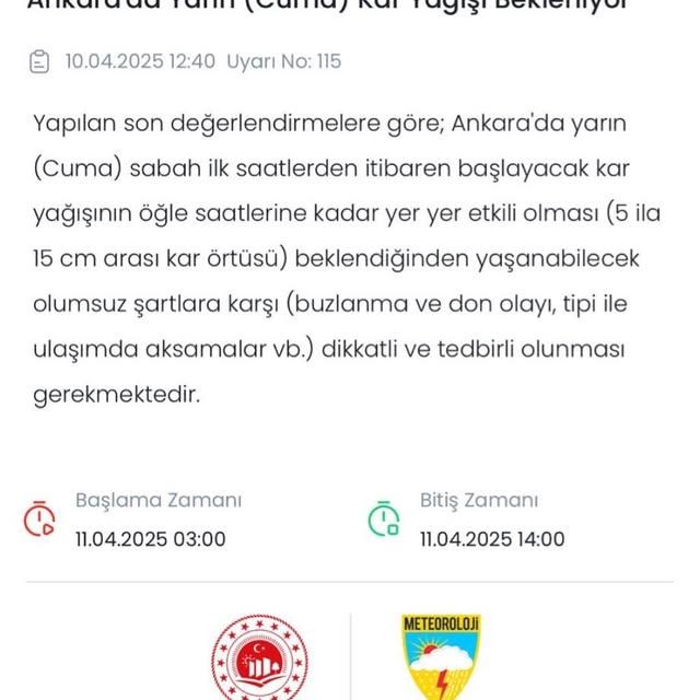Ankara'da Cuma Gecesi Yoğun Kar Yağışı ve Ulaşımda Aksamalar