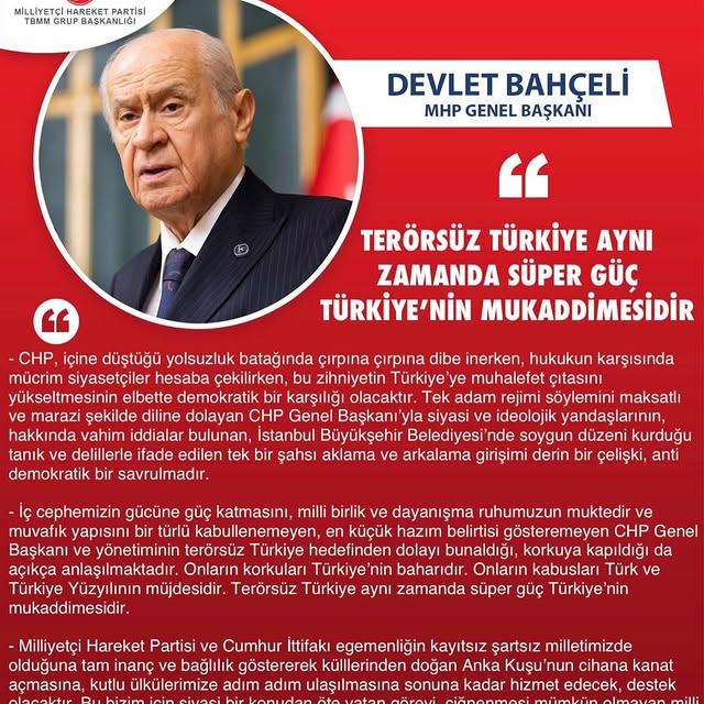 MHP'den Teröre Karşı Yeni Mesaj: Türkiye'nin Süper Güç Haline Gelmesi Hedefi
