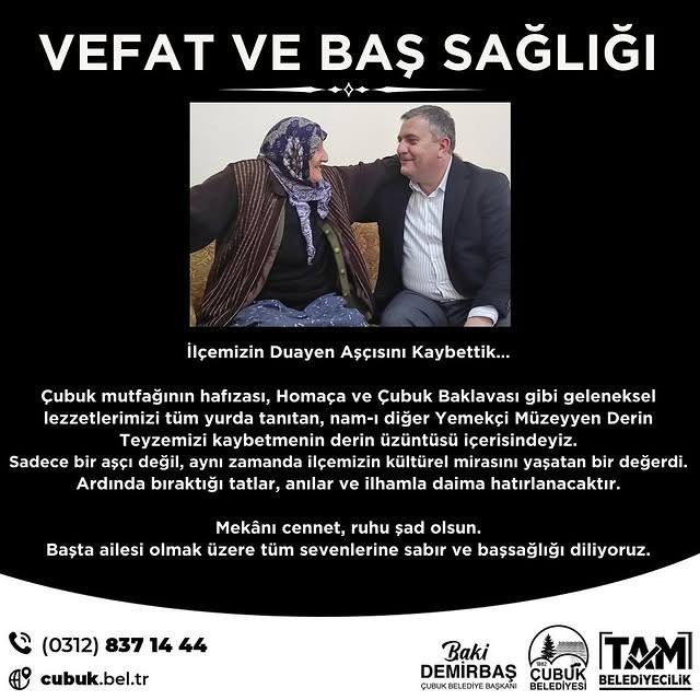 Çubuk’un Ünlü Aşçısı Müzeyyen Derin Kaybetti