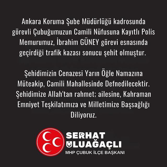 Ankara'da Trafik Kazasında Polis Memuru Şehit Oldu