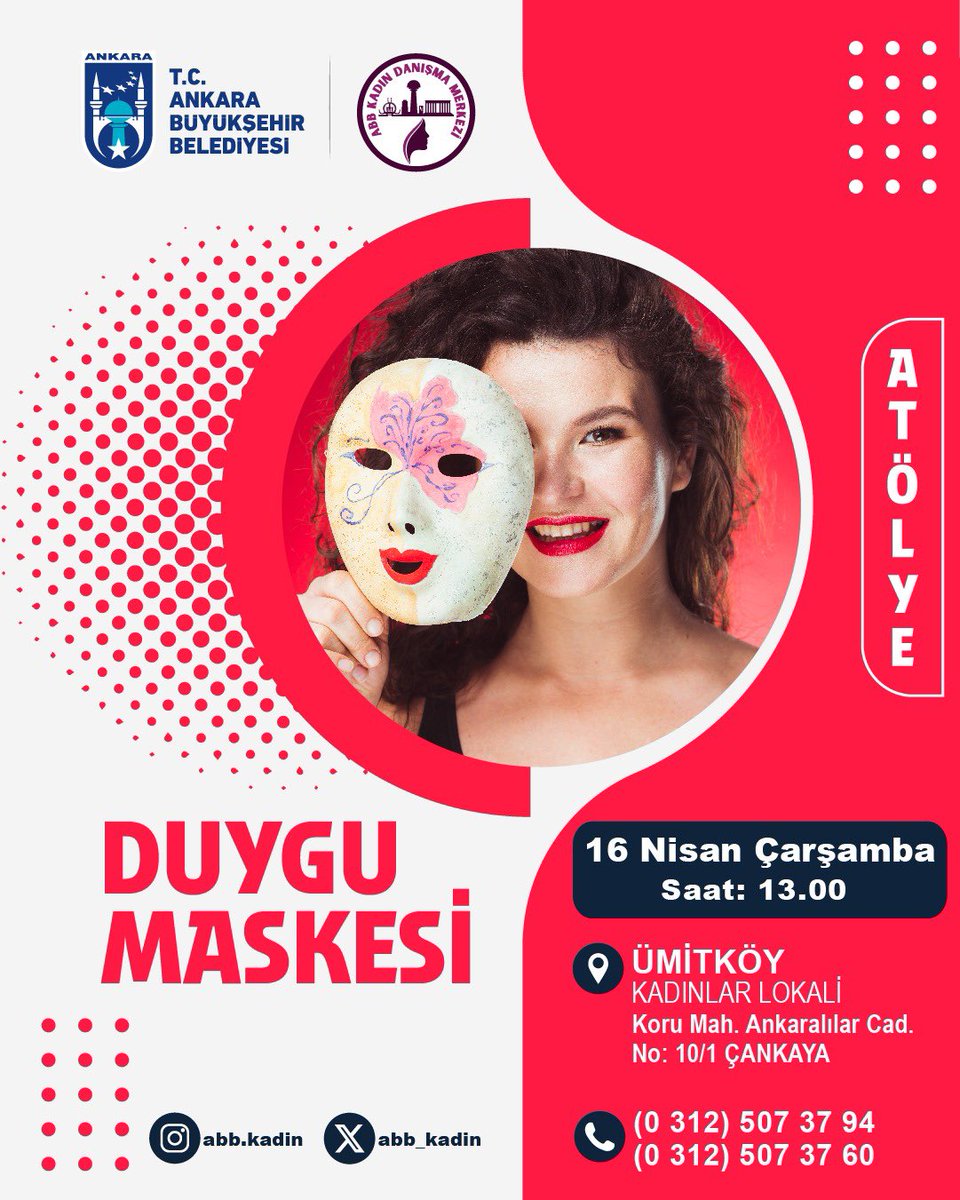 Ankara Büyükşehir Belediyesi Duygu Maskesi Atölyesi Düzenleyecek