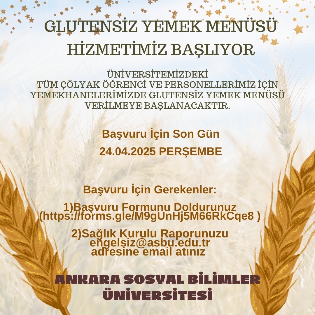 Ankara Sosyal Bilimler Üniversitesi Öğrencilere Glutensiz Yemek Seçenekleri Sunacak