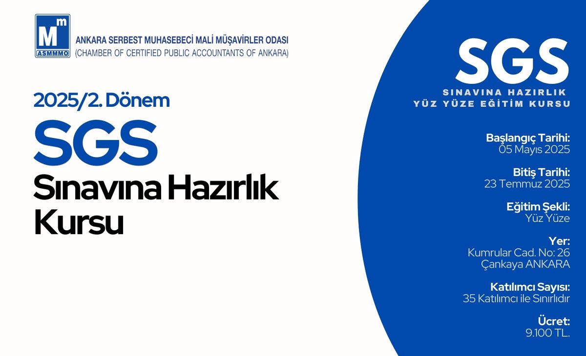 Ankara Serbest Muhasebeci Mali Müşavirler Odası Yeni Kurs Programını Duyurdu