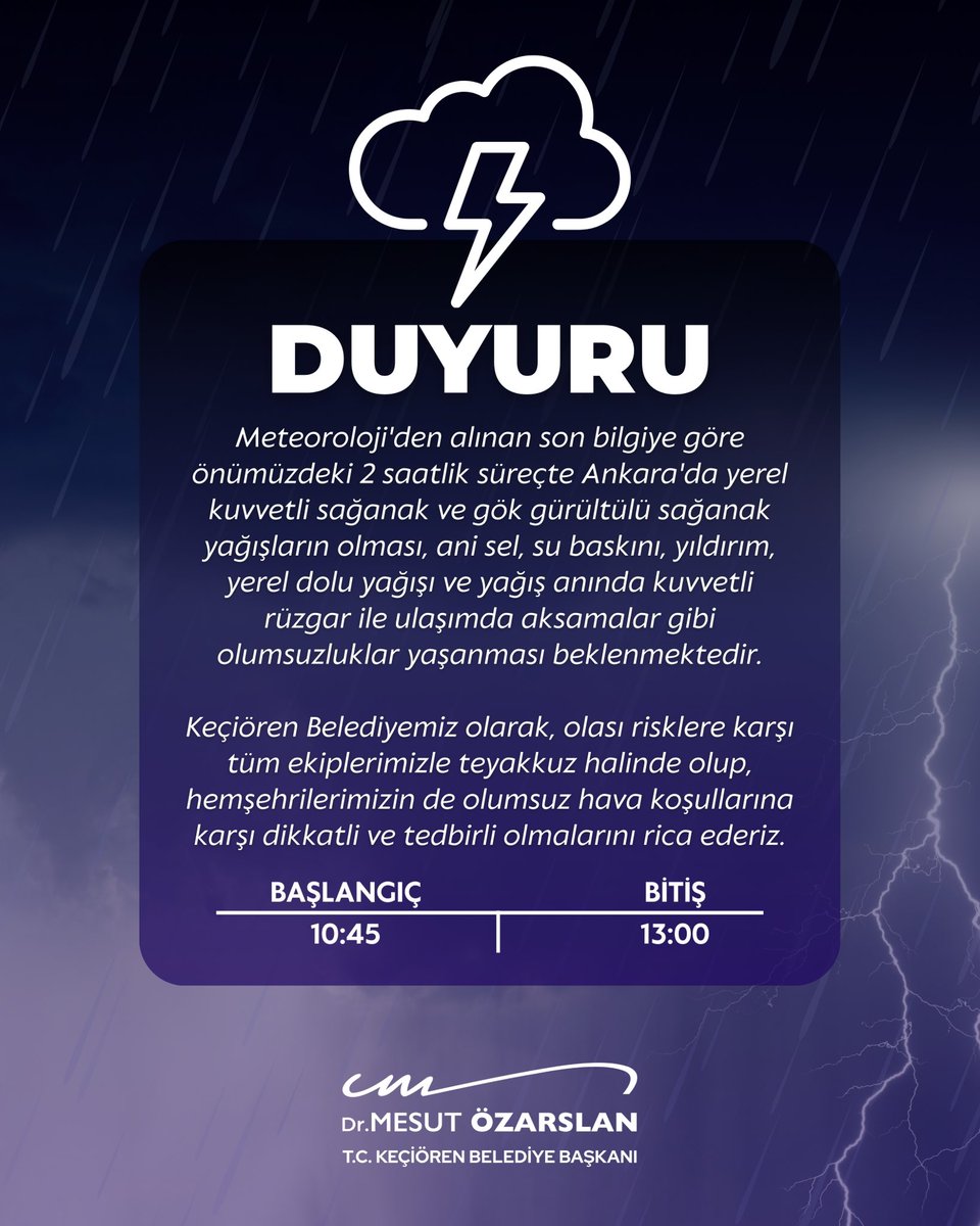Keçiören'de Kuvetli Yağış Uyarısı: Su Baskını ve Trafikte Aksama Riski