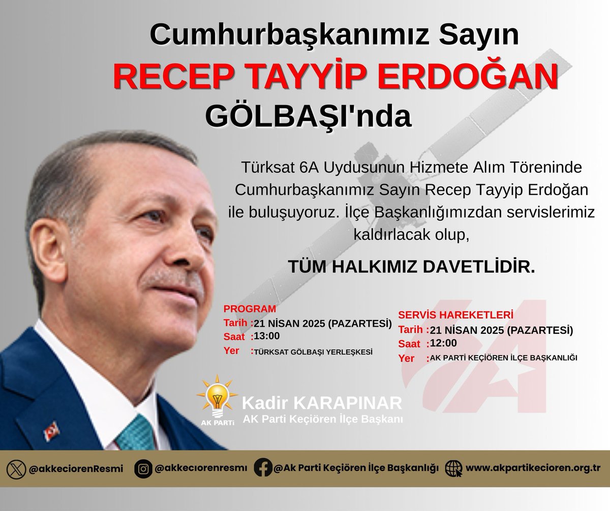 TÜRKSAAT 6A UYDUSU HİZMETE ALINDI: Erdoğan Katılımıyla Keçiören'de Törene Devlet ve Halk Katıldı