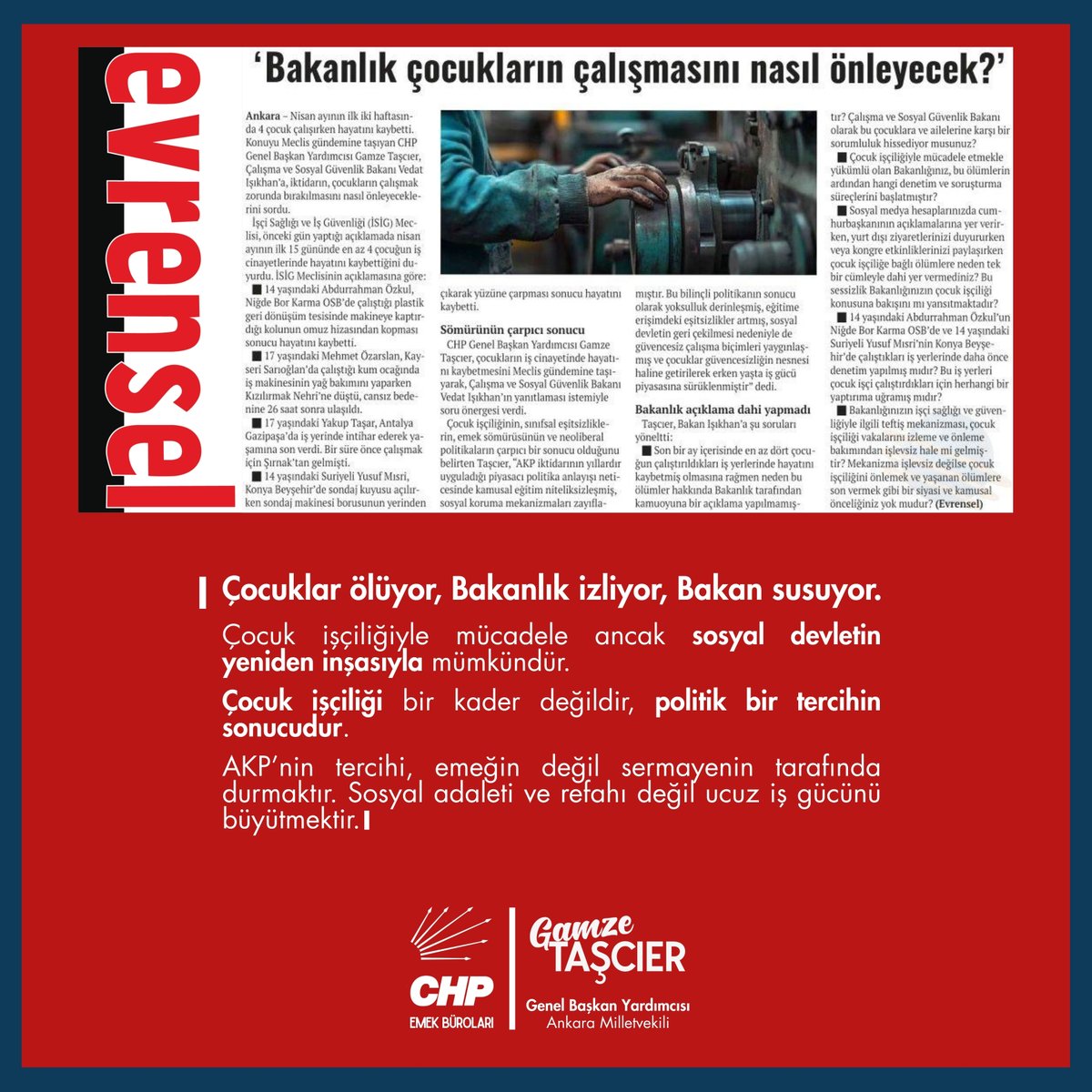 Ankara'da Son Bir Ayda Dört Çocuk İş Cinayetinde Hayatını Kaybetti