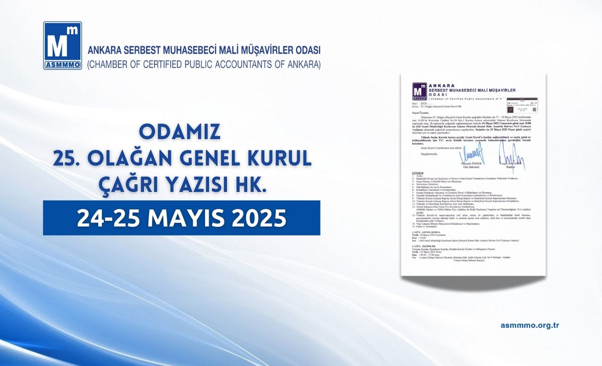 Ankara Serbest Muhasebeci Mali Müşavirler Odası, Yeni Yönetim Kurulu Üyelerini Belirledi