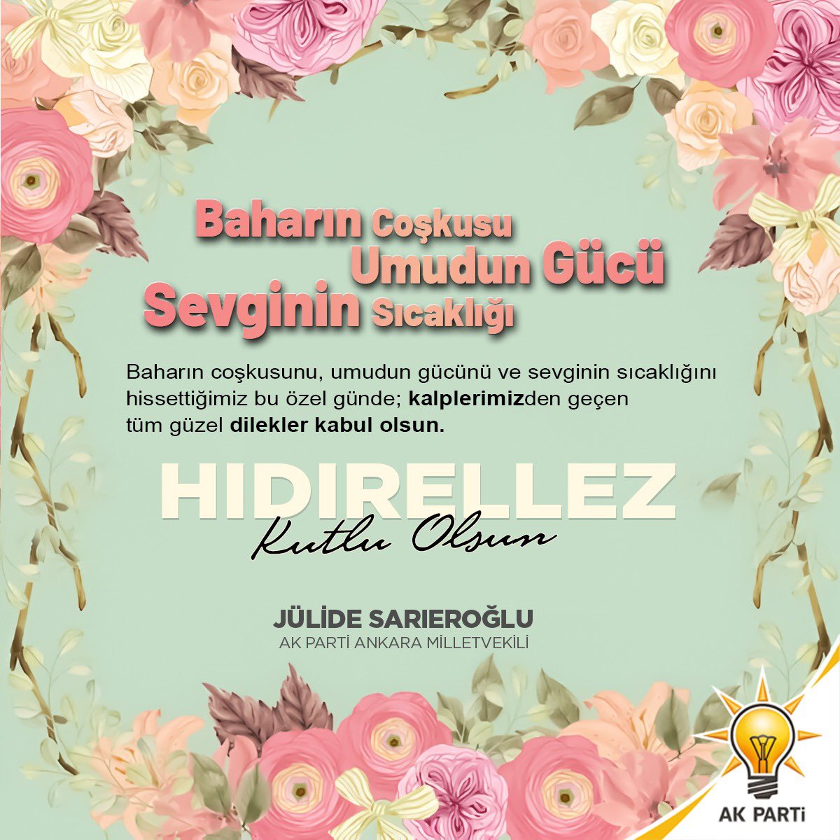 Jülide Sarıeroğlu'ndan Hıdırellez Mesajı