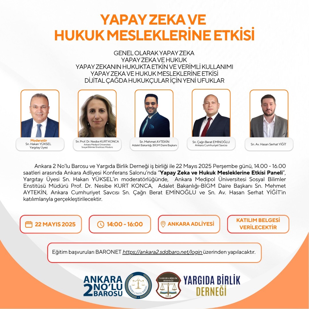 Ankara'da Yapay Zeka ve Hukukun Geleceği Tartışılacak