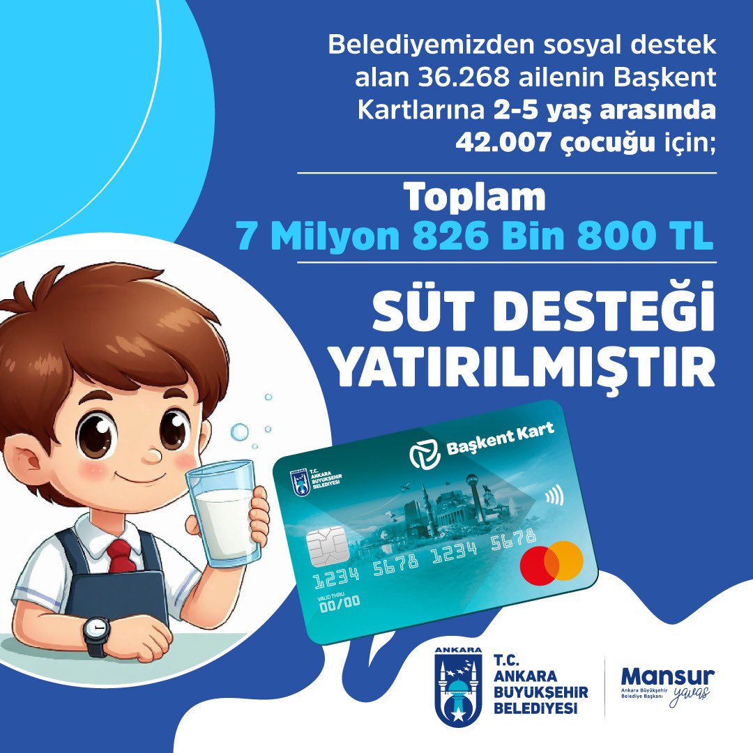 Ankara Büyükşehir Belediyesi'nden Çocuklara Süt Desteği