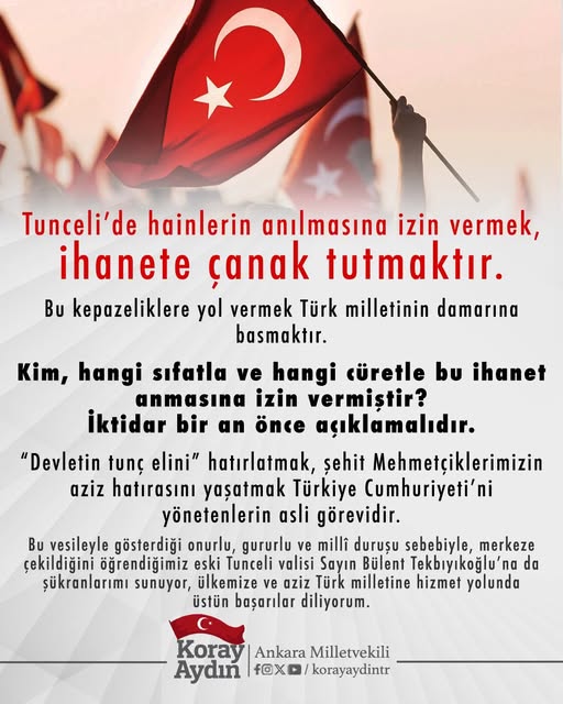İyi Parti Milletvekili Aydın, Tunceli'deki Anma Etkinliğine Tepki Gösterdi