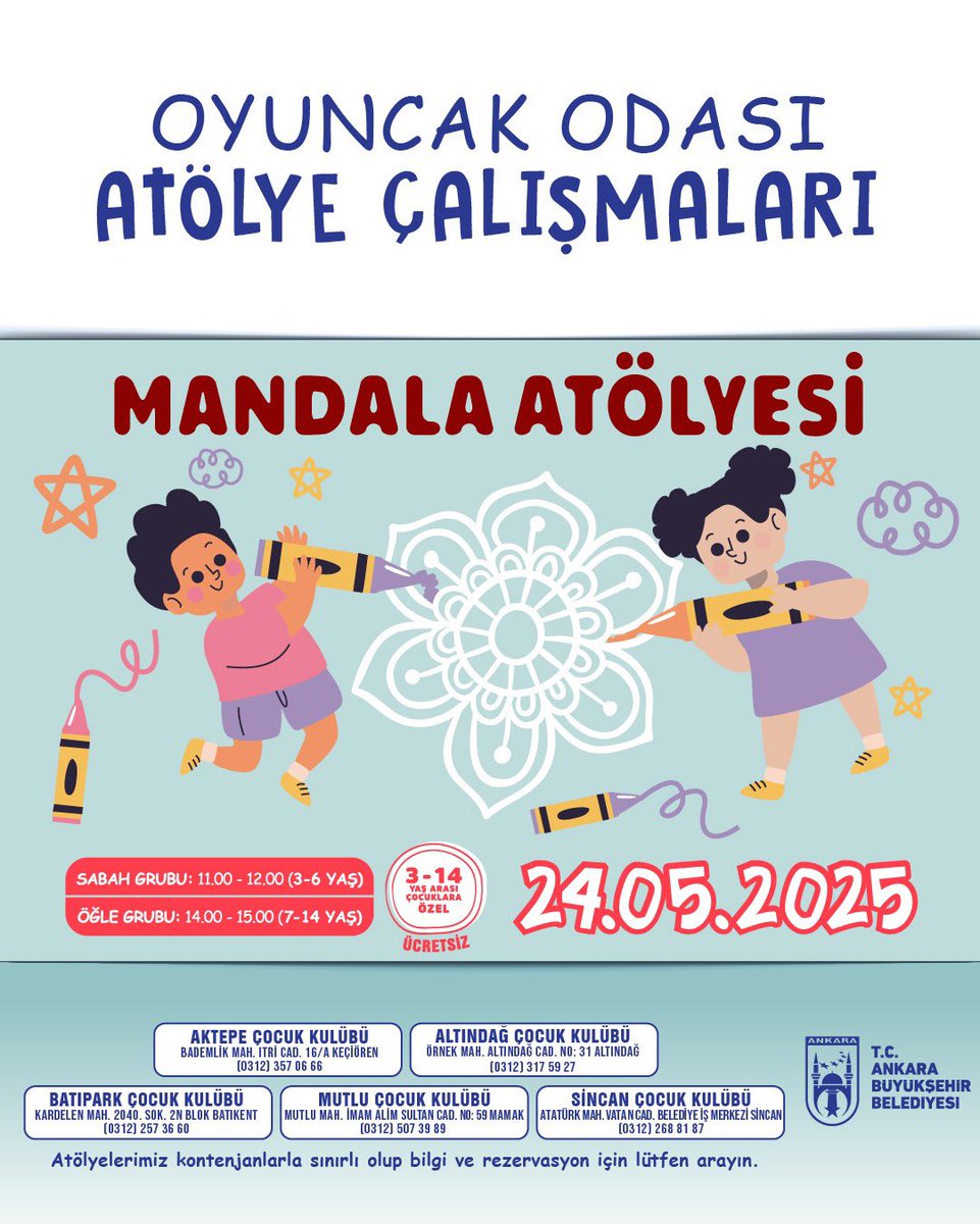 Ankara Büyükşehir Belediyesi Oyuncak Odası Atölye Çalışmaları Devam Ediyor