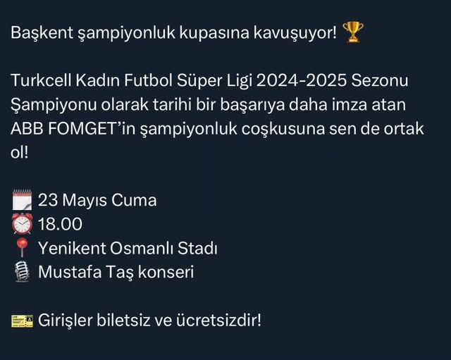 ABB FOMGET Şampiyonluk Kutlaması Yenikent'te