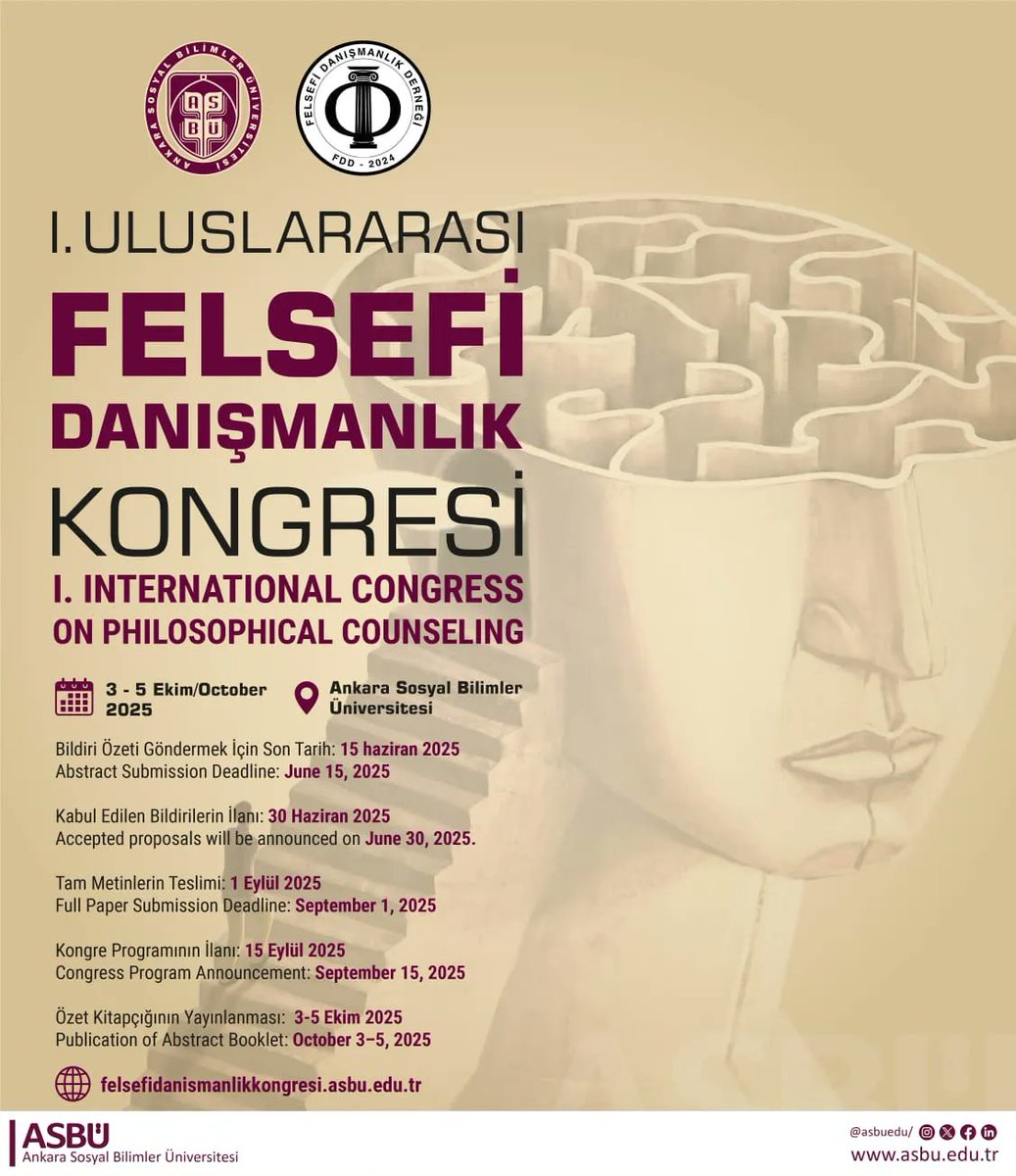 Ankara Sosyal Bilimler Üniversitesi'nde İlk Uluslararası Felsefi Danışmanlık Kongresi Düzenlenecek