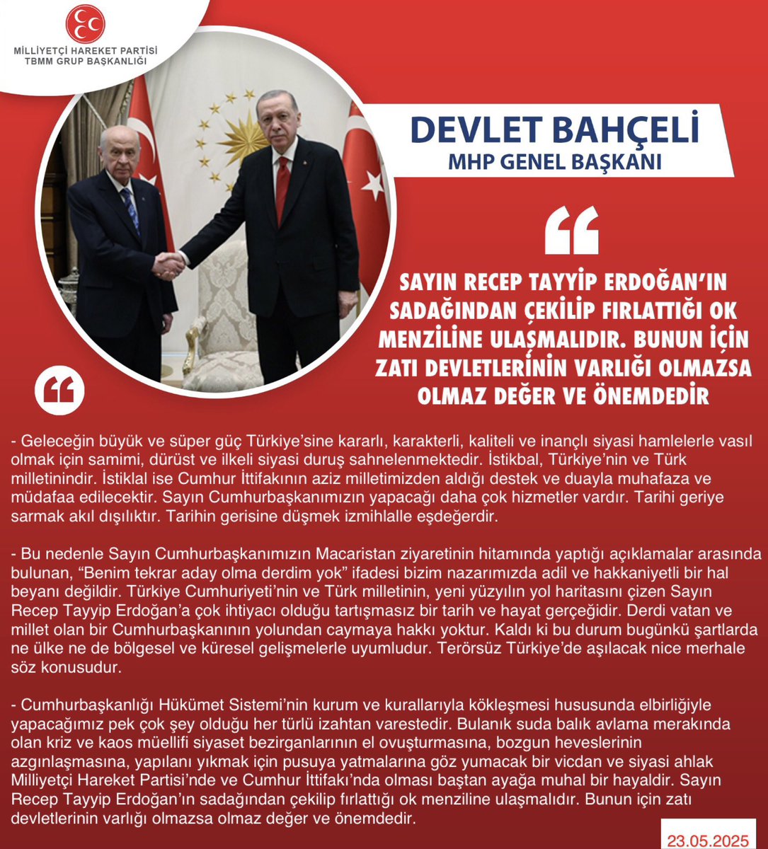 MHP Keçiören İlçe Başkanlığı'ndan Bahçeli'ye Destek Açıklaması