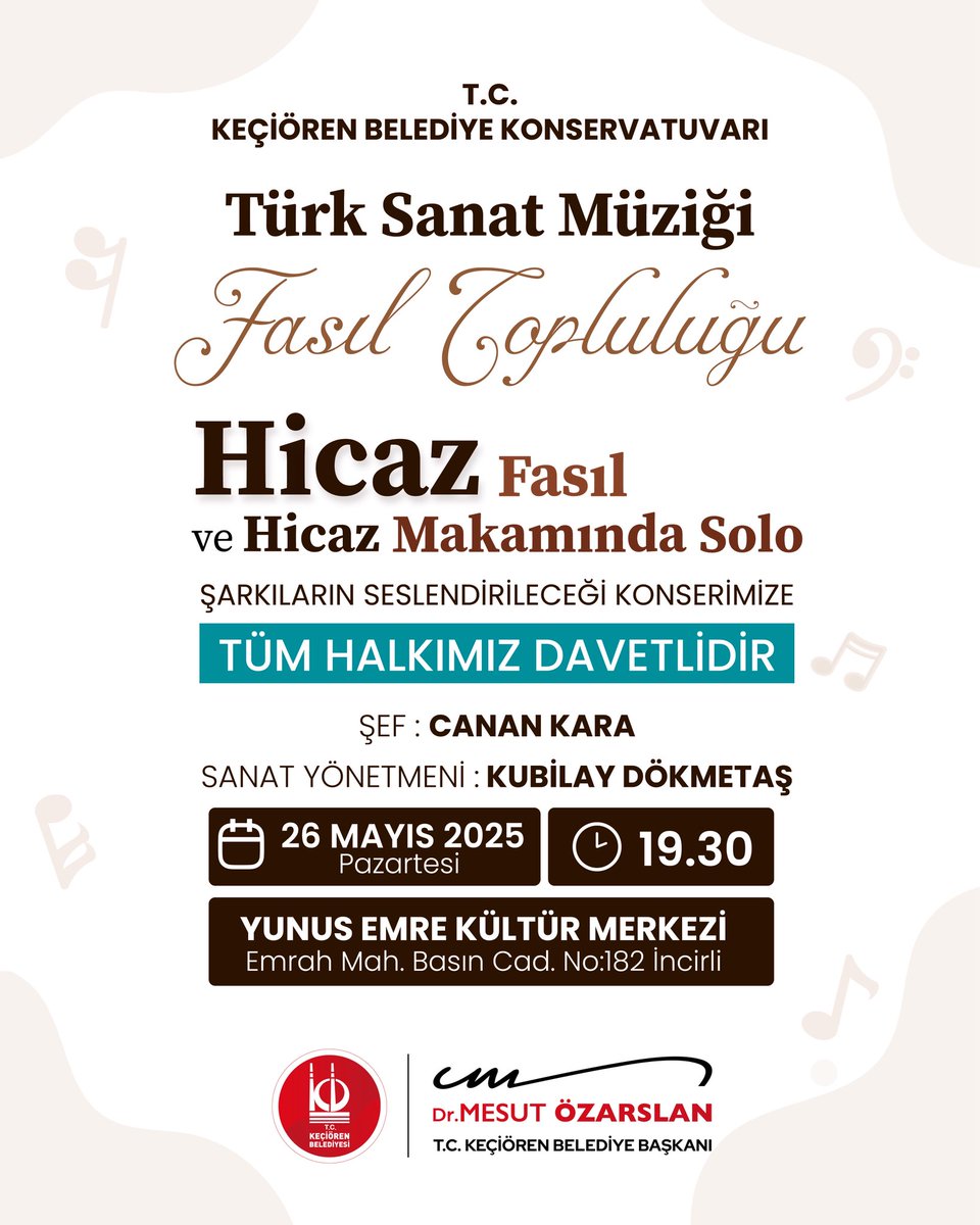 Keçiören'de Türk Sanat Müziği Konseri Düzenleniyor