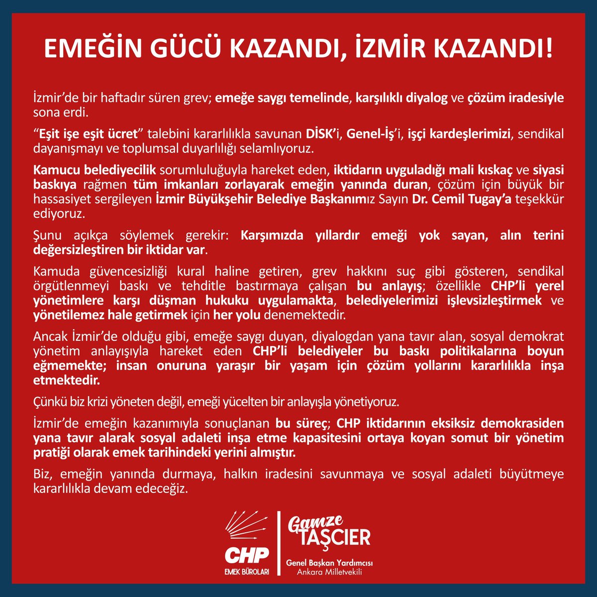 İzmir Grevi Karşılıklı Diyalogla Sonuçlandı